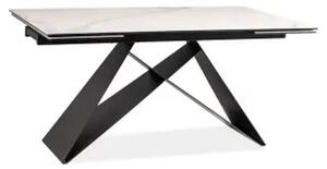 Masa extensibila WESTIN III, alb/negru, sticla/metal, 180-260x90x77 cm