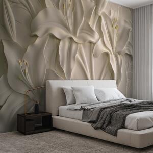 Tapet Basorelief cu crini mari de culoare bej, Fototapet Flori, w01434 : Uwalls.ro