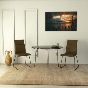 Masa SANDALF, negru cu efect de marmura, PAL melaminat, 90x90x75 cm