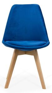 Scaun living din catifea si picioare lemn BUC 242V albastru