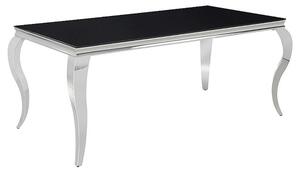 Masa PRINCE, negru/crom, sticla securizata/metal, 150x90x75 cm