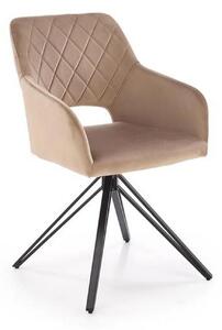 Scaun rotativ K535, bej/negru, stofa catifelata/metal, 57x60x86 cm