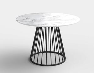 Masa rotunda sufragerie BRODWAY, alb cu efect de marmura, 110x110x75 c