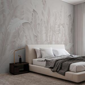 Tapet Frunze tropicale bej pastel la modă, Fototapet pădure, Fototapet Tropics, w01481 : Uwalls.ro