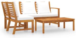 Set mobilier de grădină cu perne crem 4 piese lemn masiv acacia