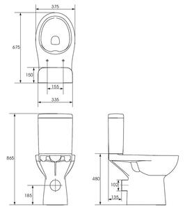 Set vas wc stativ pentru persoane cu dizabilitati alb, cu rezervor inclus Cersanit, Etiuda
