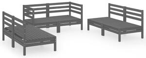 Set mobilier de grădină, 6 piese, negru, lemn masiv de pin