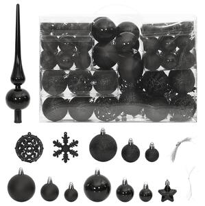 Set globuri de Crăciun 111 buc., negru, polistiren