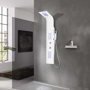 Unitate panou de duș, alb, 20x44x130 cm, aluminiu