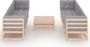 Set mobilier de grădină, 9 piese, cu perne, lemn masiv de pin