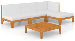 Set mobilier de grădină cu perne, 5 piese, lemn masiv acacia
