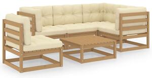 Set mobilier de grădină cu perne, 6 piese, lemn masiv pin