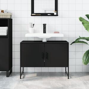 Dulap chiuveta de baie, negru, 80x33x60 cm, lemn compozit