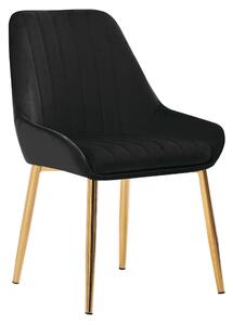 Scaun PERLIA, negru/auriu, stofa catifelata/metal, 56x62x89 cm