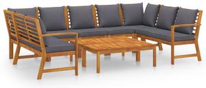Set mobilier grădină cu perne, 9 piese, lemn masiv de acacia