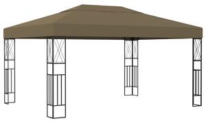 Pavilion cu șiruri de lumini LED, gri taupe, 3x4 m, țesătură