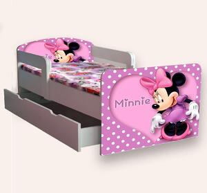 Pat copii Minnie Mouse cu manere varianta 2 Mic 2-8 ani Cu sertar Cu saltea