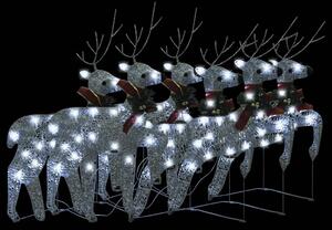 Reni de Crăciun, 6 buc., argintiu, 120 LED-uri