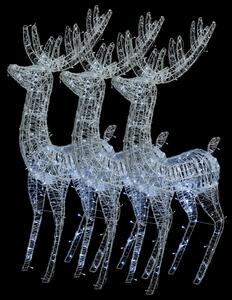Ren de Crăciun 250 LED-uri, 3 buc., alb rece, 180 cm, acril XXL