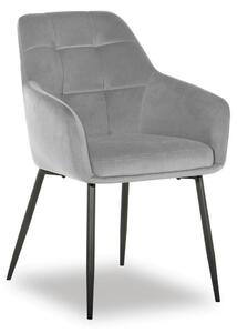 Scaun UGO NEW, gri deschis/negru, stofa catifelata/metal, 58x62x85 cm