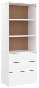 Bibliotecă cu sertare „ALTA”, alb, 60x35x142 cm, lemn masiv pin