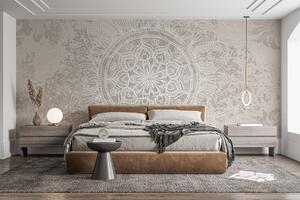 Fototapet Mandala albă și gri, Fototapet designer, Fototapet populare, w08246 - Tapeko.ro