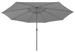 Umbrelă de soare exterior LED-uri & stâlp metal antracit 400 cm