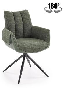 Scaun K579, verde olive/negru, stofa clasica/piele ecologica/otel, 65x