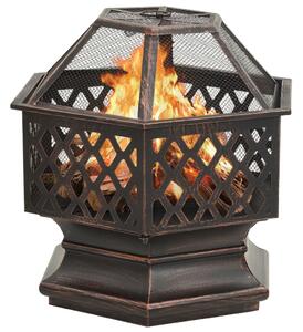 Vatră de foc rustică, cu vătrai, 62x54x56 cm oțel, XXL