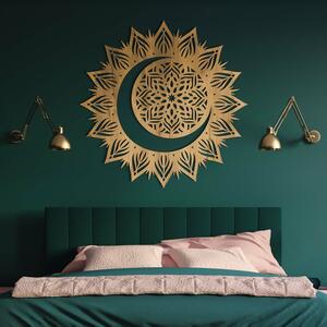 DUBLEZ | Mandala din lemn pentru perete – Soare și luna