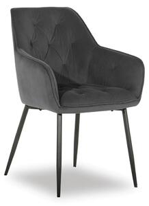 Scaun BEL NEW, gri inchis/negru, stofa catifelata/metal, 58x63x86 cm
