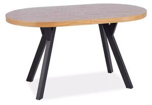 Masa extensibila DOMINGO II, stejar natural/negru, PAL laminat/metal