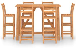 Set mobilier bar de exterior, 7 piese, lemn masiv de acacia