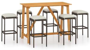 Set mobilier de bar de gradină cu perne , 7 piese , maro