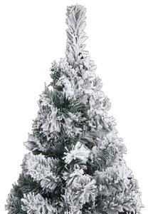 Brad de Crăciun pre-iluminat slim, globuri/zăpadă, verde 120 cm