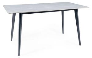 Masa IVY, alb cu efect de marmura/negru, ceramica/metal, 140x80x75 cm