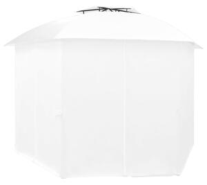 Pavilion de grădină cu perdele, alb, 360x312x265 cm, 180 g/m²