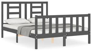Cadru de pat cu tăblie, gri, 120x200 cm, lemn masiv