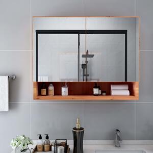 Dulap de baie cu oglindă și LED-uri, stejar, 80x15x60 cm, MDF