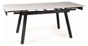 Masa extensibila JOHN, crem cu efect de marmura/negru mat, ceramica/me