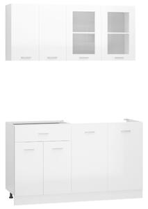 Set dulapuri bucătărie, 4 piese, alb extralucios lemn prelucrat