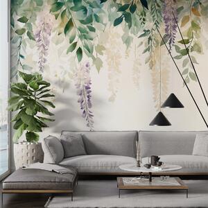 Tapet Wisteria ornament floral, floral, acuarelă, culori naturale, Fototapet Flori, w01545 : Uwalls.ro