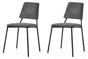 Set 2 scaune LIMA 4554 V2, gri antracit/negru, stofa catifelata/metal