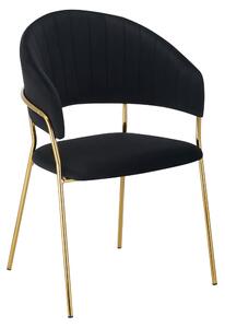 Scaun DASMIN TIP 1, negru/auriu, stofa catifelata/metal, 57x53x84 cm