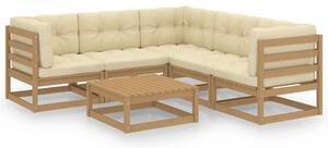 Set mobilier de grădină cu perne, 6 piese, lemn masiv de pin