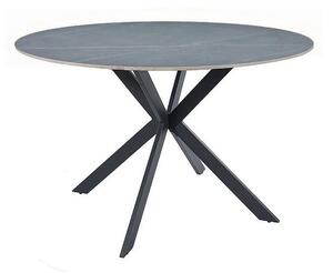 Masa rotunda TALIA, gri cu efect de marmura/negru mat, ceramica/metal