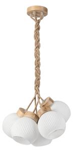 Candelabru pe cablu LOOMIS 5xE27/15W/230V 83 cm bej/stejar