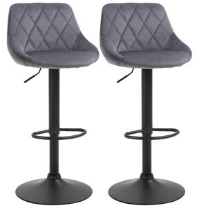 HOMCOM Scaun bar Reglabile in Inaltime cu Spatar, Greutate Suportata 120kg,51.5x48x83-104cm, gri | Aosom Romania