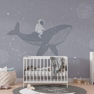 Tapet Astronaut și balenă magică în spațiu, Fototapet Marea, w08298 : Uwalls.ro