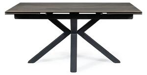 Masa extensibila moderna COLUMBUS CERAMIC, maro/negru mat, sticla secu
